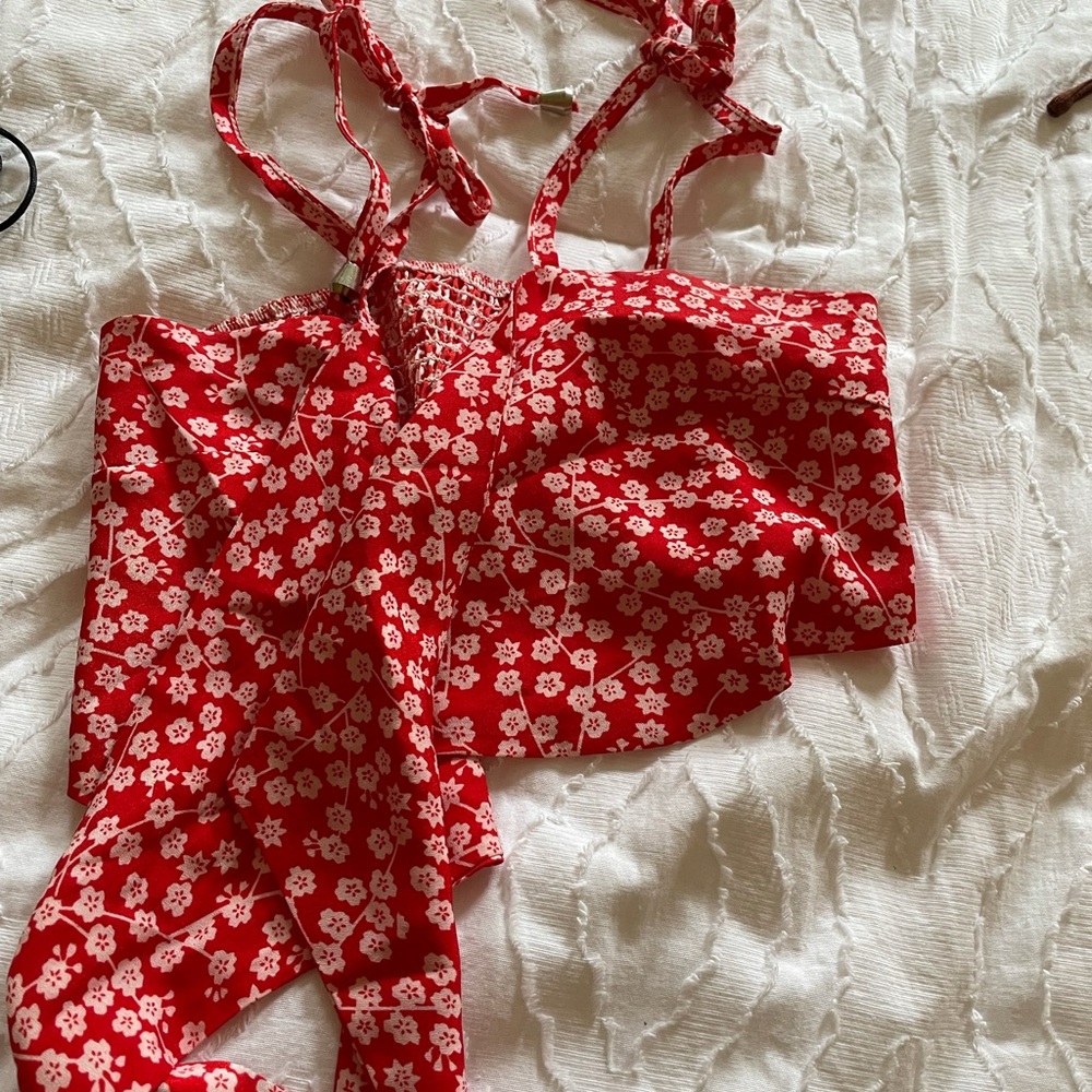 Shein red crop top
